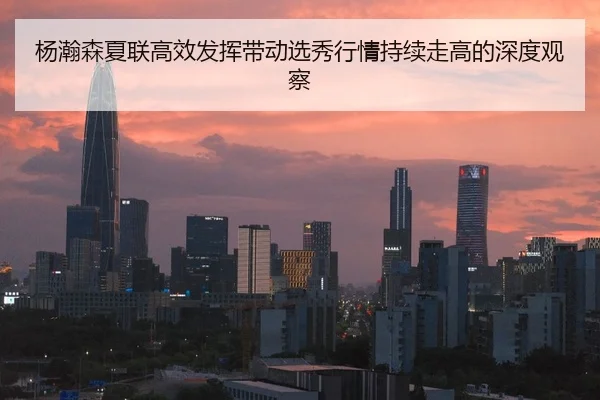 杨瀚森夏联高效发挥带动选秀行情持续走高的深度观察